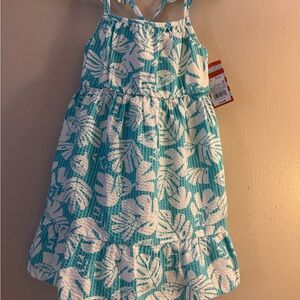 Cat & Jack Blue and White Leaf Print Dress